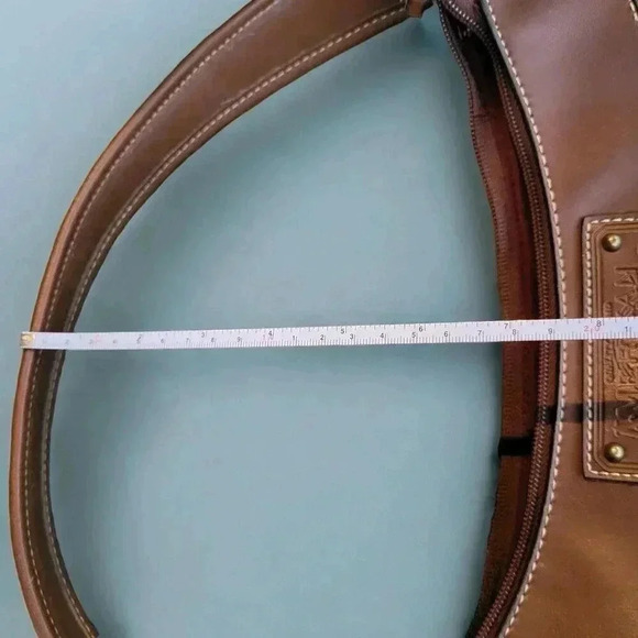 American Living Plaid & Faux Leather Handbag With Zipper Closure & Inner Pocket - Picture 8 of 9